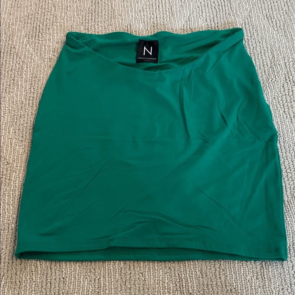 NWOT Naked Wardrobe scoop front mini green Pencil Skirt